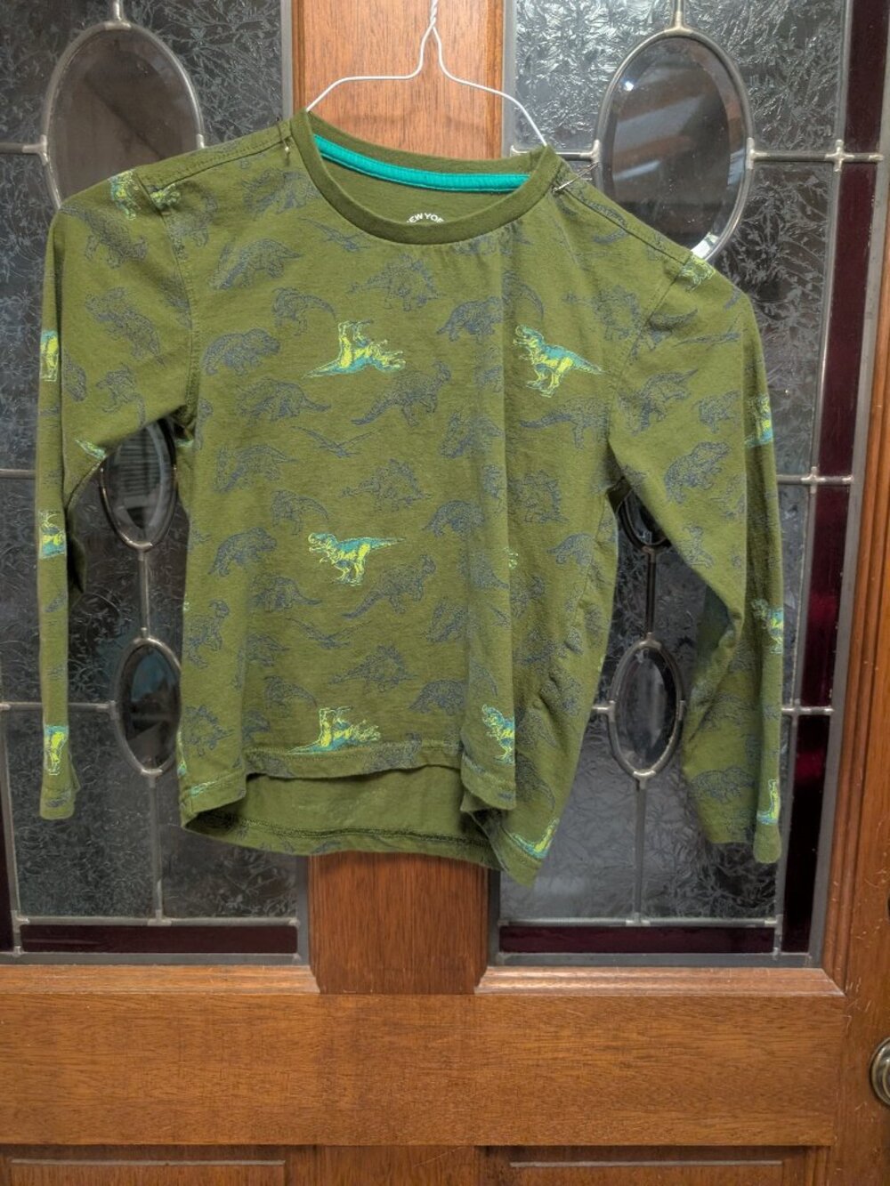 Boys Green Dinosaur shirt, size 7